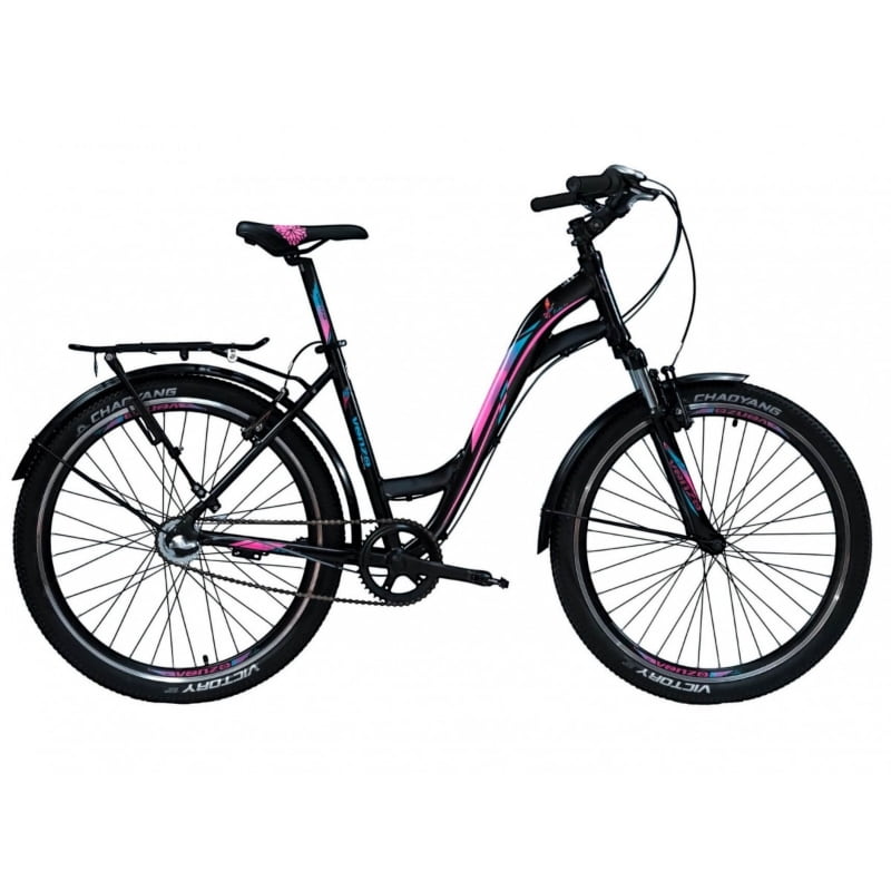 10625a Bicicleta R26 Dama alum. 3v Venzo Frida Love 14/XS GG.Shimano Nexus D.Mec. Negra, rosa y celeste - Imagen 1