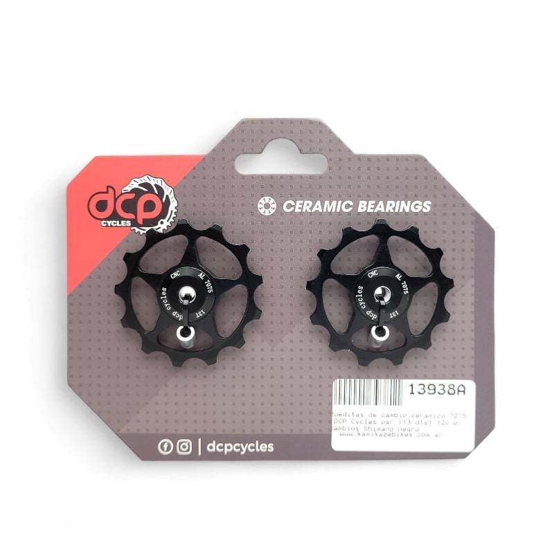 13938A-20241027-004045.jpg Rueditas de cambio ceramico 7075 DCP Cycles par (13 dts) 12v p/ cambios Shimano negro - Imagen 1