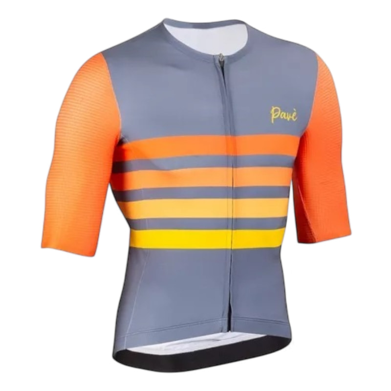 14087B.jpg Indumentaria Pave - Remera jersey Flag - Talle XXL Gris con rayas naranja y amarillo - Imagen 1