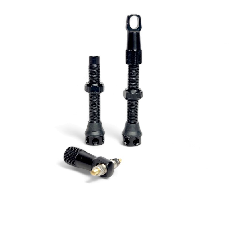 4878P-1.jpg Valvula para ruedas tubeless LTX Presta fina 44mm aluminio punta desmontable - Tubelizar - Par Negro - Imagen 1