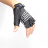 Guantes dedos cortos Fast L negro con rayas grises y palma gris
