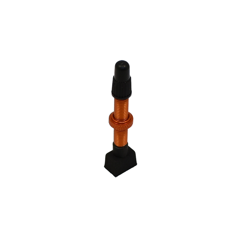 6718C-20250319-153814.jpg VALVULA CROMADA PARA RUEDAS TUBELESS 50MM NARANJA - Imagen 1