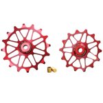 Rueditas de cambio alum. 7075 DCP Cycles par (14 y 16 dts) 12v p/Sram AXS, UDH, electronicos y ruta Shimano Roja