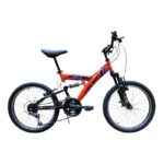 Bicicleta R20 MTB acero 18v Fire Bird Doble susp. F.V-Brake Naranja, negro y blanco