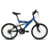 Bicicleta R20 MTB acero 18v Fire Bird Doble susp. F.V-Brake Azul, negro y naranja